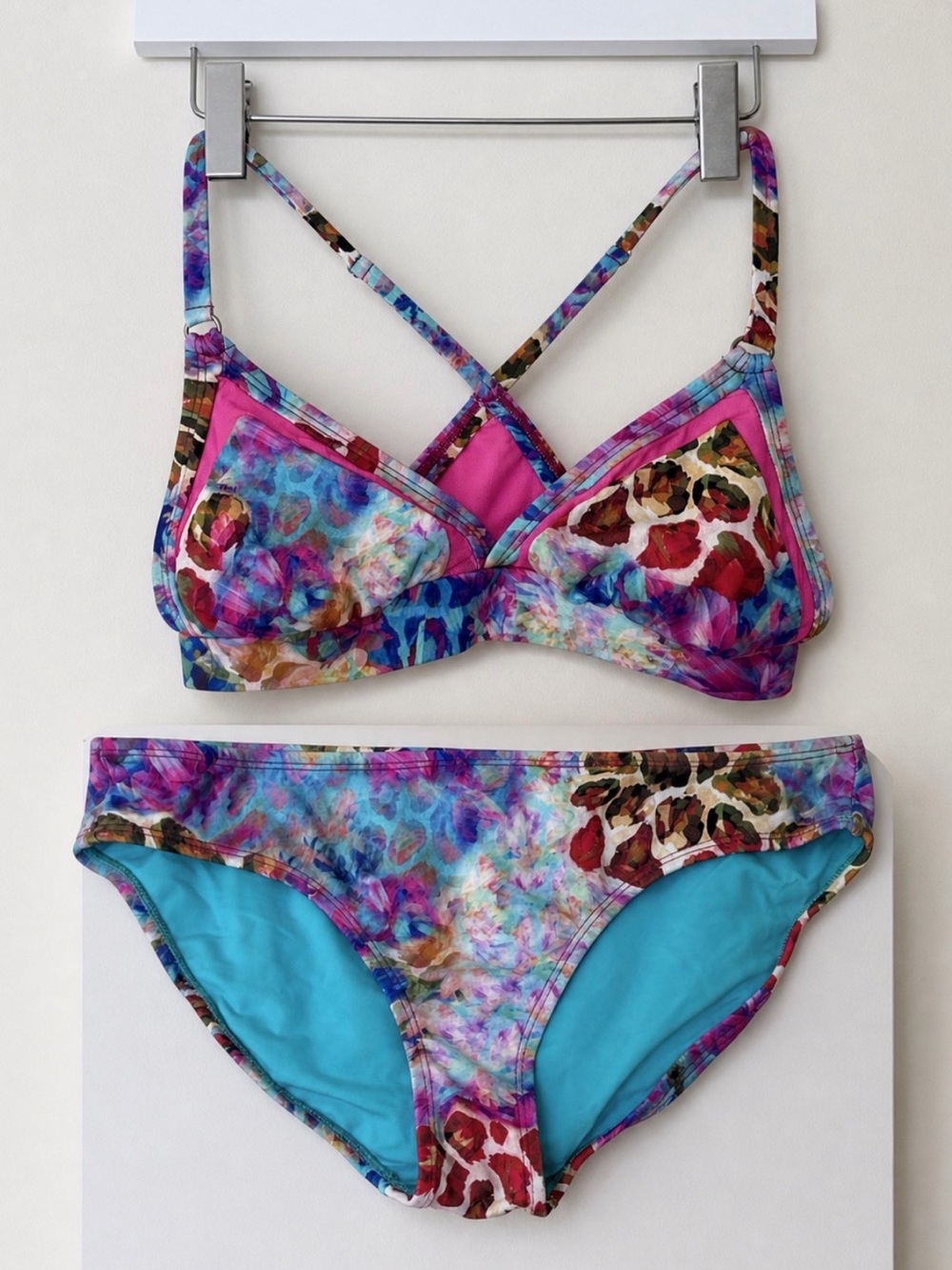 Sandoratto Colombia Multicolor Floral Bikini Set Size M Adjustable Straps NWOT